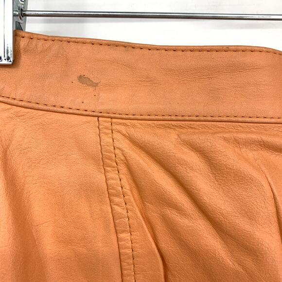 Chia Leather Pencil Skirt Womens 00 High Waist Orange Lined Vintage 90s Style - Picture 5 of 7